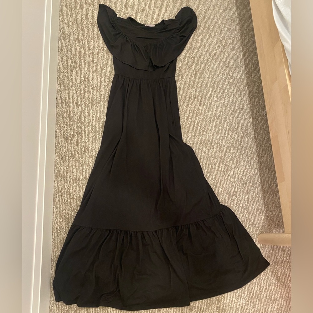 REBORN J SLINKY BLACK MAXI DRESS